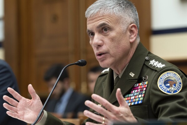 FILE - U.S. Cyber Command Commander Gen. Paul Nakasone testifies before the House Armed Services Subcommittee hearing on cyberspace operations, on Capitol Hill in Washington, March 30, 2023. The National Security Agency is starting an artificial intelligence security center — a crucial mission as AI capabilities are increasingly acquired, developed and integrated into U.S. defense and intelligence systems. The agency's outgoing director, Army Gen. Paul Nakasone, made the announcement Thursday, Sept. 28, at the National Press Club. (AP Photo/Jose Luis Magana, File)
