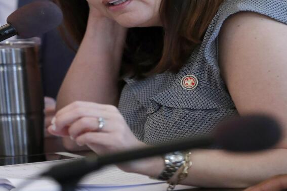 FILE - Mississippi state Rep. Shanda Yates, D-Jackson, asks a question of a bill at the state Capitol in Jackson, Miss., March 3, 2020. Yates has filed a bill during the 2023 legislative session to allow recall elections for city officials in Mississippi. (AP Photo/Rogelio V. Solis, File)