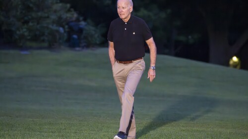 President Joe Biden walks from Marine One upon arrival on the South Lawn of the White House, Thursday, July 13, 2023, in Washington. Biden is returning from Europe. (AP Photo/Alex Brandon)