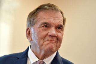 FILE - In this Jan. 3, 2020, file photo, Tom Ridge, who has serves as Secretary of Homeland Security, Pennsylvania Governor and U.S. Congressman, speaks in Erie, Pa. Ridge suffered a stroke Wednesday, June 16, 2021, at his home in suburban Washington, D.C., a longtime aide said.  (Christopher Millette/Erie Times-News via AP, File)
