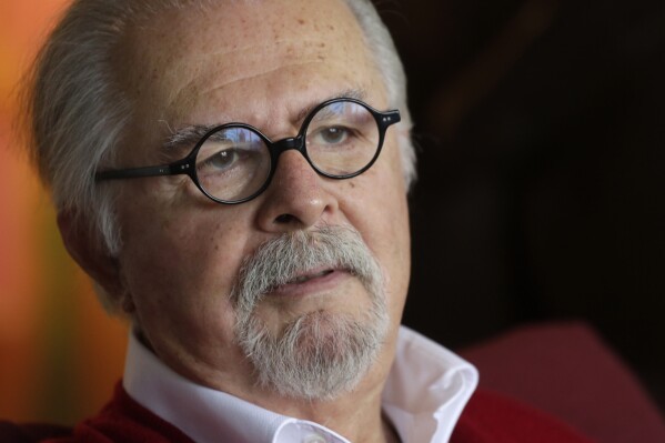 FILE - Colombian artist Fernando Botero gives an interview in New York, Oct. 30, 2013. Botero died on Sept. 15, 2023 in Monaco, according to his daughter Lina Botero who confirmed his passing to Colombian radio station Caracol. (AP Photo/Mark Lennihan, File)