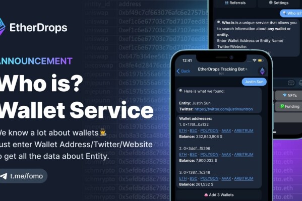 EtherDrops Bot Integrates ‘Who is?’ Feature for Enhanced Wallet Insights