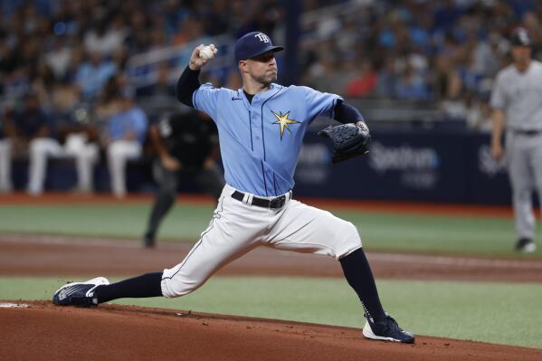 Corey Kluber of the Tampa Bay Rays pitches in the second inning