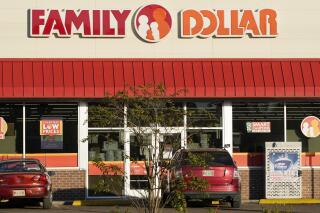 FILE - The Family Dollar logo is centered above one of its variety stores in Canton, Miss., Thursday, Nov. 12, 2020. More than 1,000 rodents were found inside a Family Dollar distribution facility in Arkansas, the U.S. Food and Drug Administration announced Friday, Feb. 18, 2022 as the chain issued a voluntary recall affecting items purchased from hundreds of stores in the South. (AP Photo/Rogelio V. Solis, File)