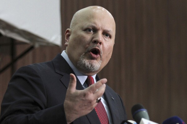 Karim Ahmed Khan, International Criminal Court chief prosecutor, speaks during a news conference in Khartoum, Sudan, Aug. 12, 2021. (AP Photo/Marwan Ali, File)