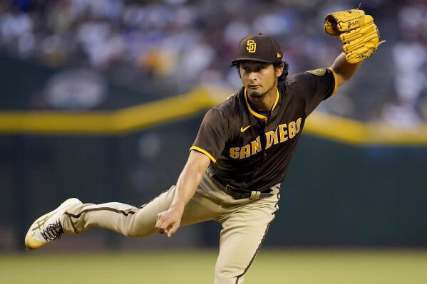 San Diego Padres pitcher Yu Darvish throws against the Arizona Diamondbacks during the first inning of a baseball game, Thursday, April 7, 2022, in Phoenix. (AP Photo/Matt York)