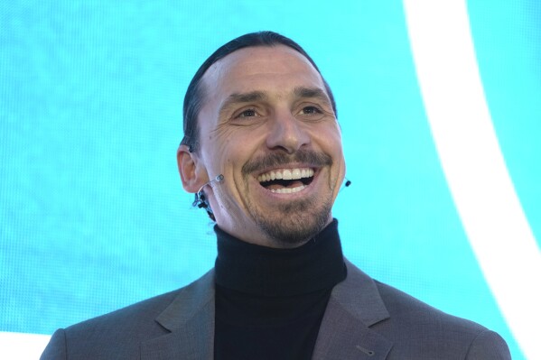 Zlatan Ibrahimovic, Operating Partner of RedBird Capital Partners and Senior Advisor of AC Milan, speaks during the FT Business of Football Summit in London, Thursday, Feb. 29, 2024. As the summit returns for its sixth edition, top execs from across US and Europe will be flying in to debate and discuss the financial forces transforming the game. (AP Photo/Kin Cheung)