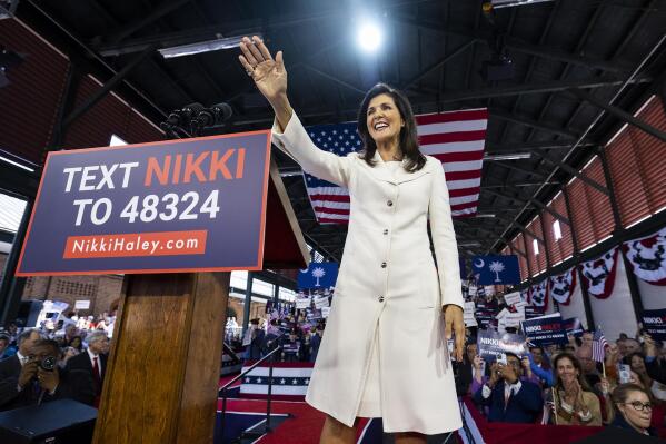 Republican presidential candidate Nikki Haley greets supporters after her speech Wednesday, Feb. 15, 2023, in Charleston, S.C. (AP Photo/Mic Smith)