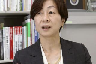 Japan's Kaori Yamaguchi, an executive member of the Japanese Olympic Committee, speaks during an interview in Tokyo, on May 19, 2021. Yamaguchi, one of Japan's best-known Olympians and an executive member of the Japanese Olympic Committee says Tokyo has been “cornered” into holding the games in seven weeks in the middle of a pandemic. In an outspoken editorial published Friday, June 4, by Japan's Kyodo news agency, Yamaguchi said the International Olympic Committee, the Japanese government, and local organizers, are ignoring widespread opposition — 50-80% depending on the poll — to the Olympics from the Japanese public. (Kyodo News via AP)