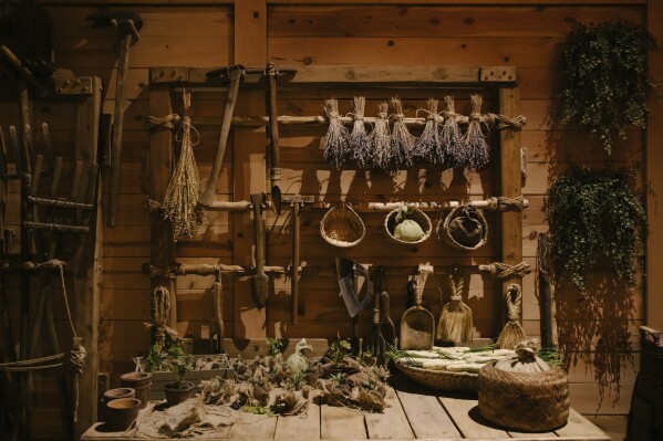 An exhibit of a kitchen is seen at the Ark Encounter in Williamstown, Ky., Friday, March 21, 2025. (AP Photo/Madeleine Hordinski)