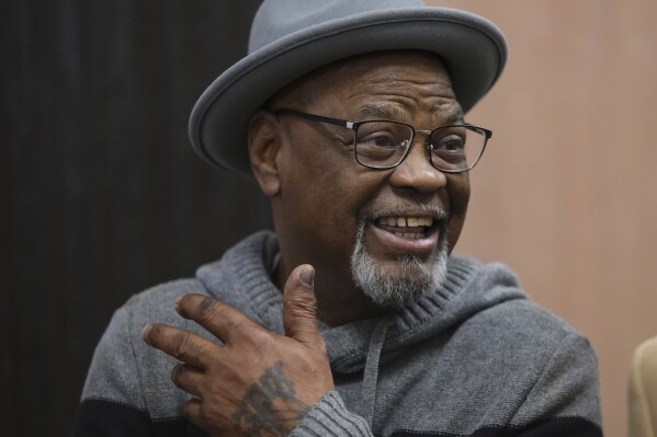 FILE - Glynn Simmons reacts as Judge Amy Palumbo approves his "actual innocence" claim during a hearing at the Oklahoma County Courthouse, Dec. 19, 2023, in Oklahoma City, Okla. (Doug Hoke/The Oklahoman via AP, File)