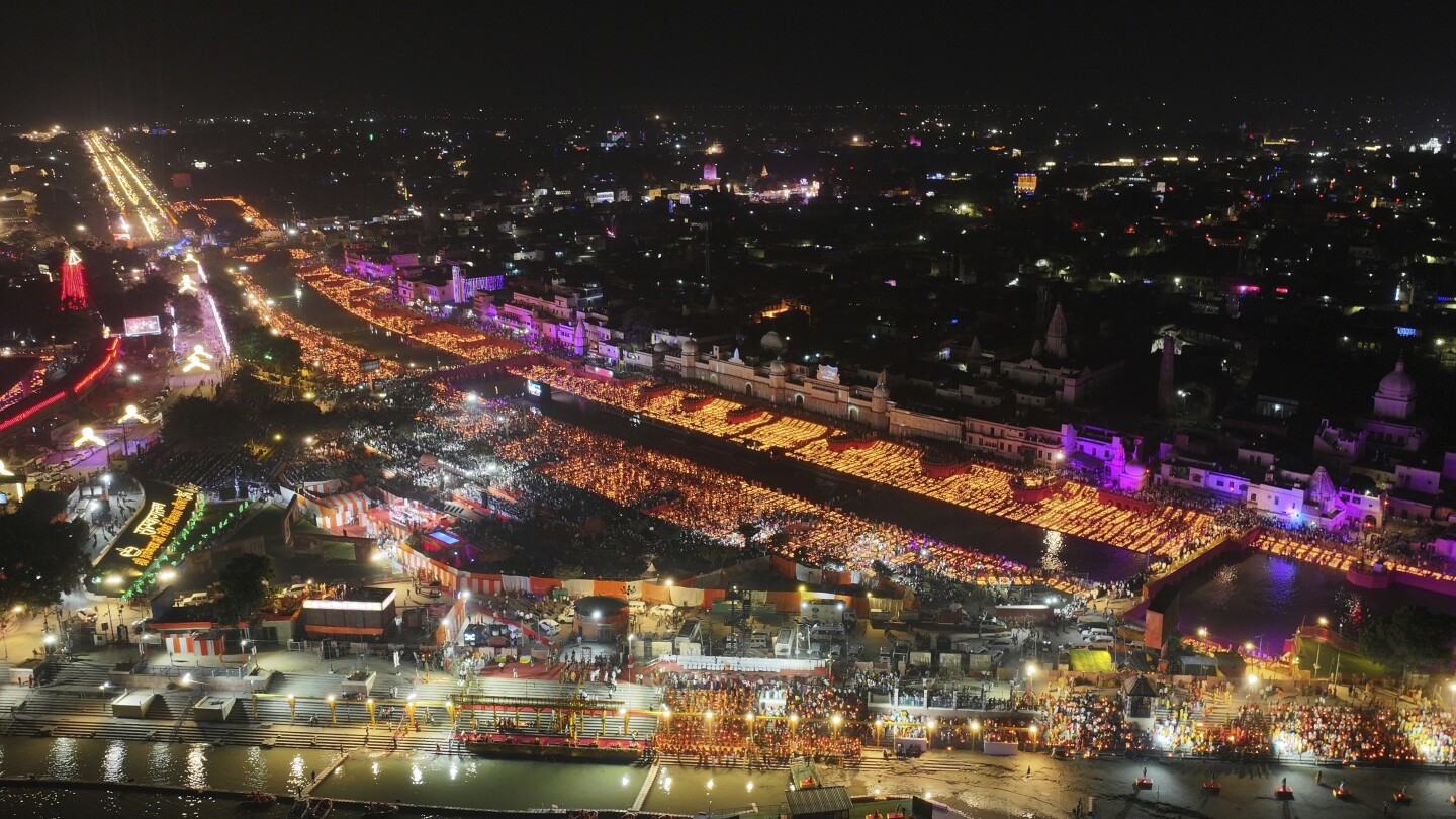 Indians have a good time Diwali via lights a report choice of earthen lamps