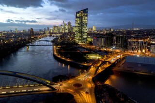 The European Central Bank is pictured in Frankfurt, Germany, Wednesday, Jan. 24, 2024. (AP Photo/Michael Probst, File)
