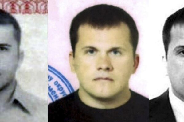 
              This undated handout image issued by Bellingcat shows photos of Dr Alexander Yevgenyevich Mishkin, the man the investigative website have alleged was who travelled to Salisbury under the alias Alexander Petrov, over the years. The investigative group Bellingcat is reporting that one of the two suspects in the poisoning of an ex-spy in England is a doctor who works for Russian military intelligence. Bellingcat said on its website Monday, Oct. 8, 2018 that the man British authorities identified as Alexander Petrov is actually Alexander Mishkin, a trained doctor working for the Russian military intelligence unit known as GRU. (Bellingcat via AP)
            