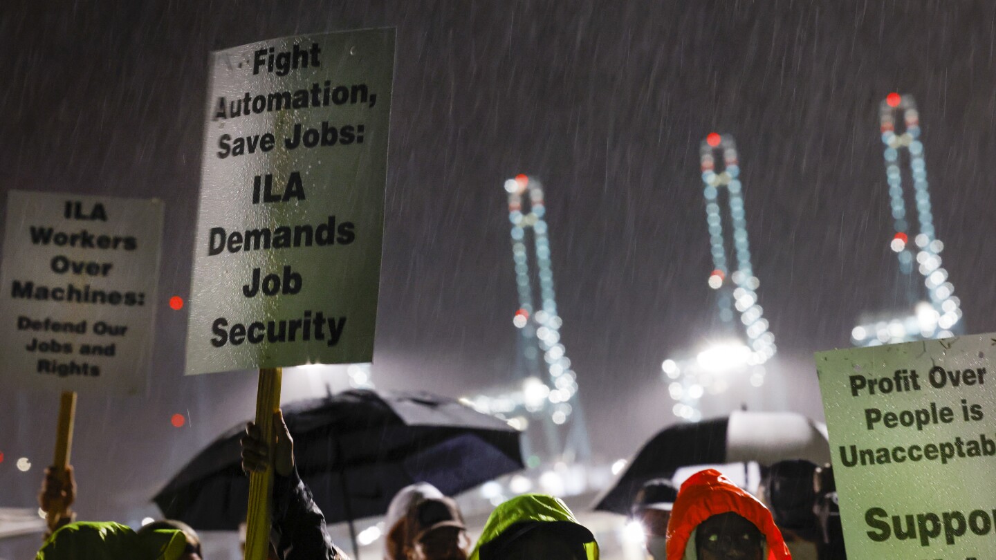 Dockworkers at ports from Maine to Texas go on strike, a standoff risking new shortages