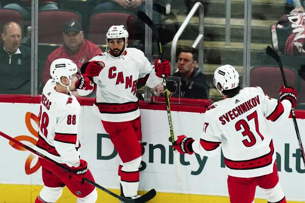 Aho nets 36th as Carolina tops Coyotes 5-3, ends 2-game skid