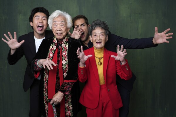 Sean Wang, from left, Yi Yan Fuei, Sam Davis, and Zhang Li Hua pose for a portrait during the 96th Academy Awards Oscar nominees luncheon on Monday, Feb. 12, 2024, at the Beverly Hilton Hotel in Beverly Hills, Calif. (AP Photo/Chris Pizzello)