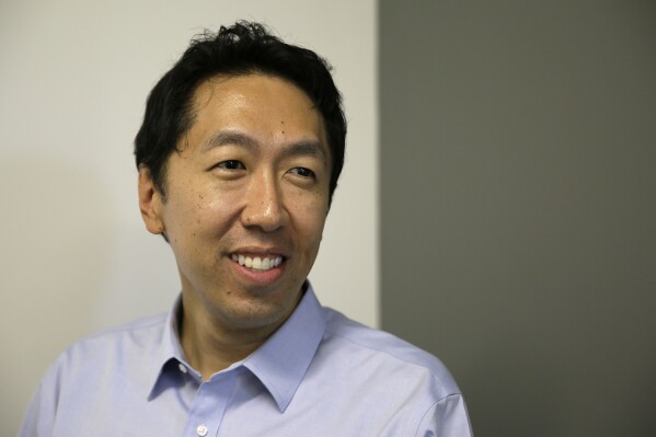 FILE - In this Friday, July 14, 2017, file photo, computer scientist Andrew Ng poses at his office in Palo Alto, Calif. Amazon announced Thursday, April 11, 2024, that it added artificial intelligence visionary Andrew Ng to its board of directors amid intense AI competition among startups and big technology companies. (AP Photo/Eric Risberg, File)