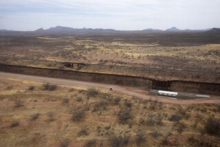 A view along the border Thursday, April 3, 2025, in Douglas, Ariz. (AP Photo/Ross D. Franklin)