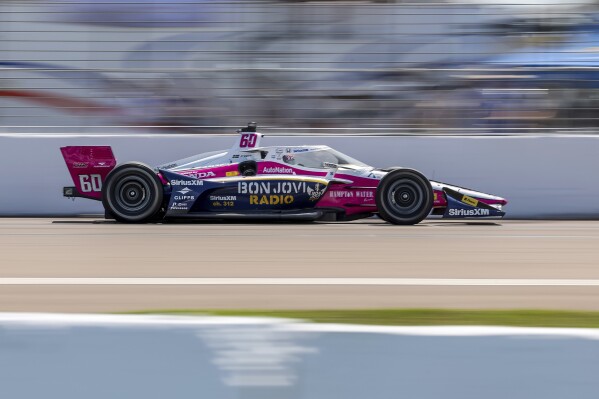 Meyer Shank Racing driver Felix Rosenqvist #60 of Sweden heads down the back stretch during the IndyCar Grand Prix of St. Petersburg auto race, Sunday, March 10, 2024, in St. Petersburg, Fla. (AP Photo/Mike Carlson)