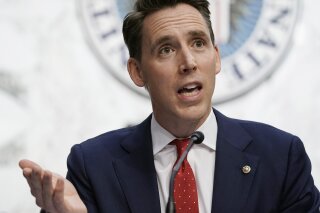 Sen. Josh Hawley, R-Mo., speaks during the confirmation hearing for Supreme Court nominee Amy Coney Barrett, before the Senate Judiciary Committee, Wednesday, Oct. 14, 2020, on Capitol Hill in Washington. (Ken Cedeno/Pool via AP)