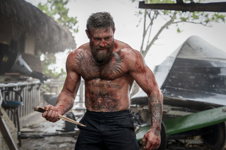 This image released by Prime Video shows Conor McGregor in a scene from "Road House." (Laura Radford/Prime Video via AP)