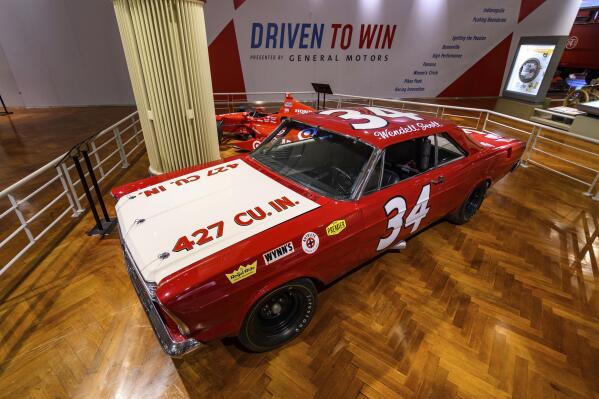 In this image provided by the The Henry Ford, Wendell Scott's car is on display, part of the Driven To Win exhibit at the The Henry Ford Museum in Dearborn, Mich. (Wes Duenkel/The Henry Ford via AP)