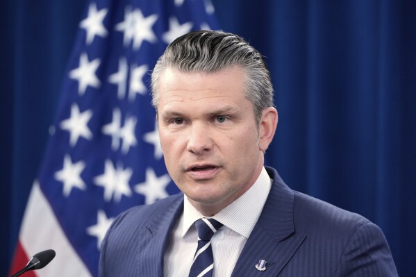 Defense Secretary Pete Hegseth speaks during a news conference at the Pentagon in Washington, Sunday, June 22, 2025, after the U.S. military struck three sites in Iran, directly joining Israel's effort to destroy the country's nuclear program. (AP Photo/Alex Brandon)