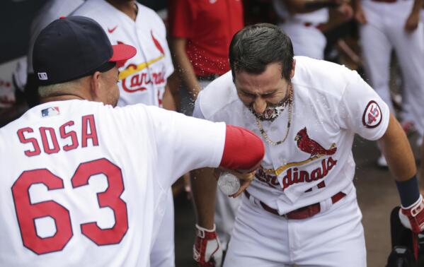 The St. Louis Cardinals' Edmundo Sosa rounds second base as he