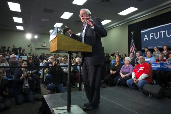FILE - Democratic presidential candidate Sen. Bernie Sanders, I-Vt., speaks during a campaign rally, on Jan. 31, 2016, in Waterloo, Iowa. Iowa's caucuses grew over 50 years to be an entrenched part of U.S. politics. (AP Photo/Evan Vucci, File)