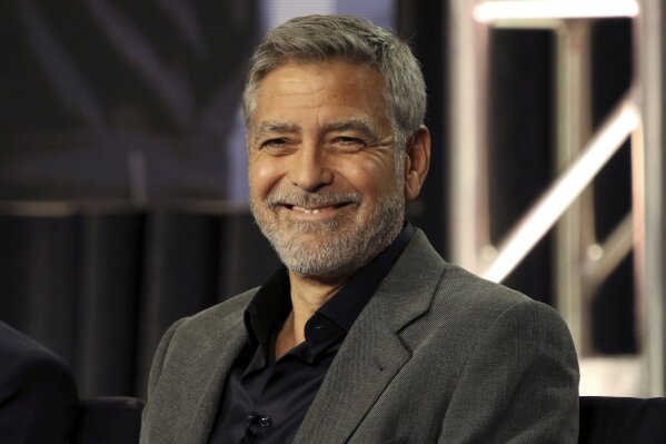 FILE - In this Feb. 11, 2019 file photo, George Clooney participates in the "Catch-22" panel during the Hulu presentation at the Television Critics Association Winter Press Tour at The Langham Hunt...