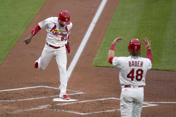 St. Louis Cardinals shortstop Edmundo Sosa (63) throws Cincinnati