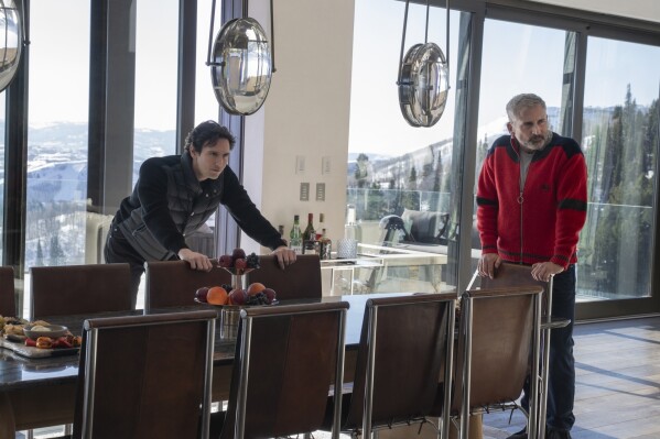 This image, released by Max, shows Cory Michael Smith, Left and Steve Carell in scenes from "Mountain Head." (Maximum via AP)