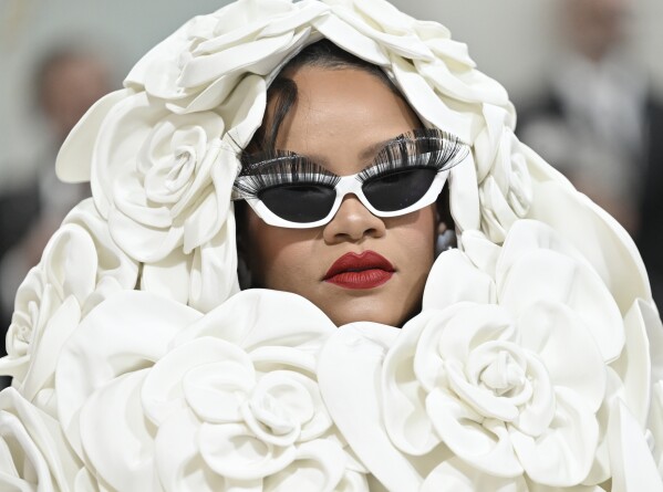 FILE - Rihanna attends The Metropolitan Museum of Art's Costume Institute benefit gala celebrating the opening of the "Karl Lagerfeld: A Line of Beauty" exhibition on May 1, 2023, in New York. (Photo by Evan Agostini/Invision/AP, File)