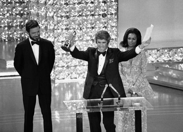 FILE - Composer Burt Bacharach accepts the Oscar for Best Original Score for "Butch Cassidy and the Sundance Kid" at the Academy Awards in Los Angeles on April 7, 1970. Bacharach died of natural causes Wednesday, Feb. 8, 2023, at home in Los Angeles, publicist Tina Brausam said Thursday. He was 94. (AP Photo, File)