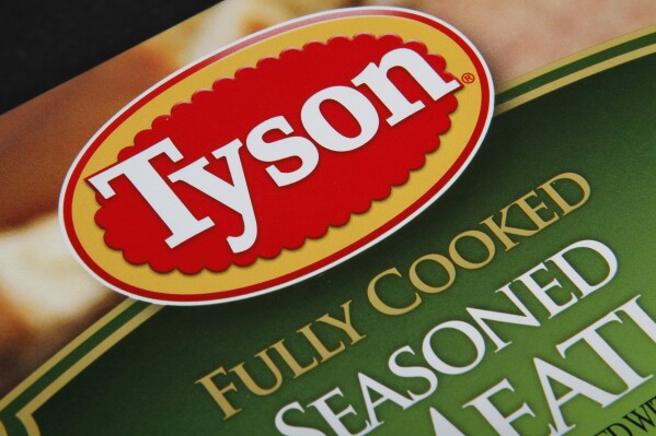 FILE - A Tyson food product is displayed in Montpelier, Vt., Nov. 18, 2011. Conservatives in mid-March 2024, have been calling for a boycott of Tyson Foods over false claims that the company is hiring 52,000 people who entered the U.S. illegally. But the company, which requires all of its employees to be authorized for work in the U.S., is not currently hiring for that number of positions. (AP Photo/Toby Talbot, File)