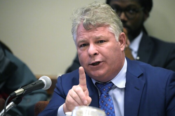 Mississippi House Education Committee Chairman Rep. Loyd Roberson II, R-Starkville, speaks about a bill under the committee's consideration as both chambers of the Mississippi State Legislature face a deadline for their respective committees to report on general bills originating in their own chamber, Tuesday, March 5, 2024, at the state Capitol in Jackson, Miss. (AP Photo/Rogelio V. Solis)