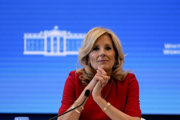 First Lady Jill Biden listens during a roundtable discussion on women's health Wednesday, Feb. 7, 2024, in Atlanta. (APPhoto/John Bazemore)