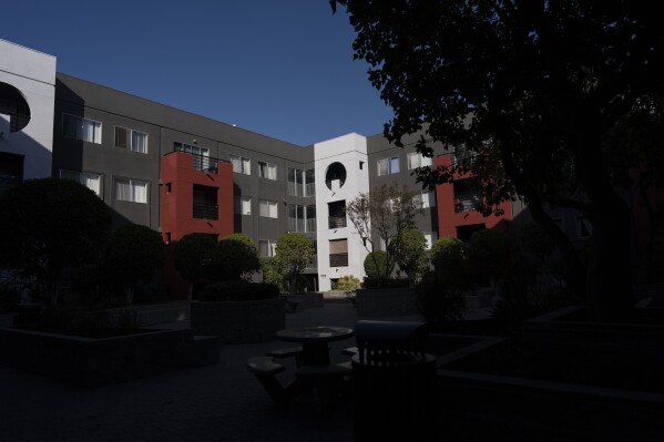 A general view of Hillside Villa, where Marina Maalouf is a longtime tenant, is seen in Los Angeles, Wednesday, Sept. 18, 2024. (AP Photo/Jae C. Hong)