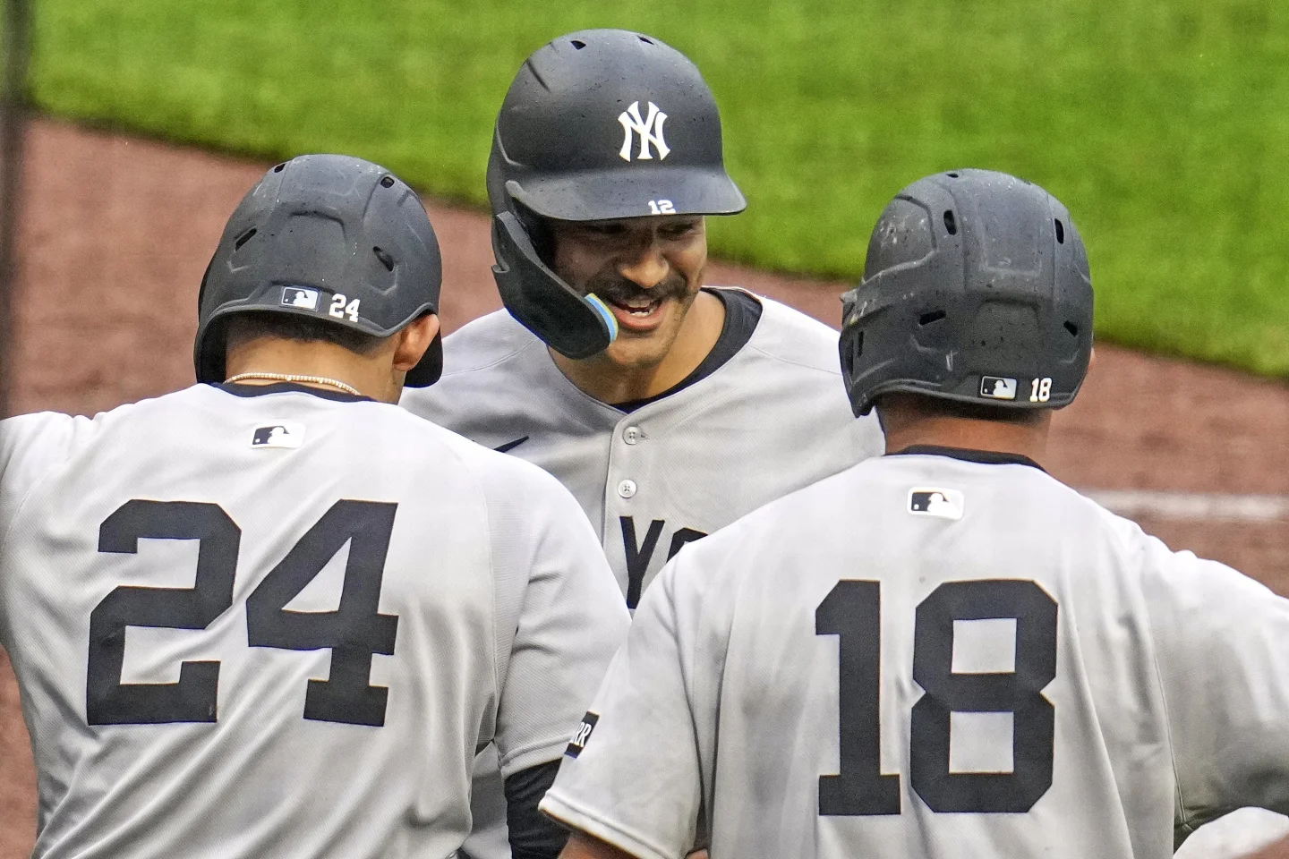 New York Yankees’ Trent Grisham celebra tras conectar un jonrón