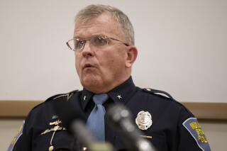 Indiana State Police Superintendent Doug Carter responds to questions after Special Prosecutor Rosemary Khoury announced that a grand jury has decided that the Indianapolis Metropolitan Police officer who fatally shot 21-year-old Dreasjon Reed won't face criminal charges at Indiana State Police Museum in Indianapolis, Nov. 10, 2020. A proposal aiming to repeal Indiana’s handgun permit requirement was at least temporarily sidelined in Legislature Thursday, Feb. 24, 2022, amid ongoing objections of major law enforcement groups and officials, including Carter who was pointed in saying that if lawmakers "support this bill, you will not be supporting us.”  (Colin Boyle/The Indianapolis Star via AP)