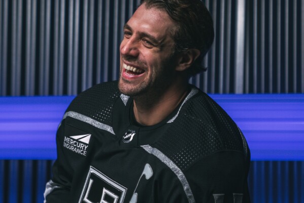 LA Kings Captain Anze Kopitar will be among the first members of the team to take the ice wearing the Mercury Insurance logo on his LA Kings' 2023-2024 home jersey this Tuesday night at the NHL team's preseason home opener. (Photo: Business Wire)