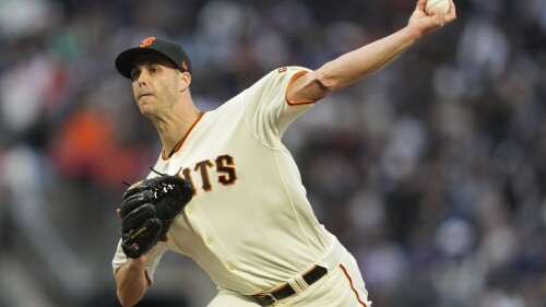 San Francisco Giants relief pitcher Taylor Rogers throws in the seventh inning of a baseball game against the Seattle Mariners in San Francisco, Wednesday, July 5, 2023. (AP Photo/Eric Risberg)