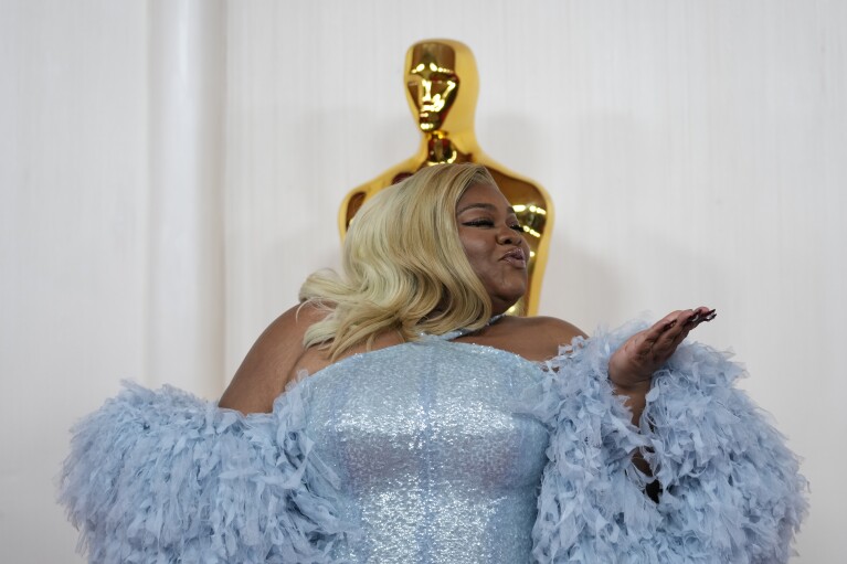 Da'Vine Joy Randolph arrives at the Oscars on Sunday, March 10, 2024, at the Dolby Theatre in Los Angeles. (AP Photo/Ashley Landis)