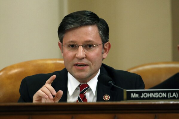 FILE - Rep. Mike Johnson, R-La., speaks during a House Judiciary Committee markup of the articles of impeachment against President Donald Trump, on Capitol Hill, Dec. 12, 2019, in Washington. Johnson does not typically mention one aspect of his work before being elected to Congress. He was once chosen to be the dean of a small Baptist law school. But the school ultimately collapsed without enrolling students or opening its doors. The episode is a reminder of how little is know about Johnson, who quickly rose from relative obscurity to House speaker. (AP Photo/Alex Brandon, File)