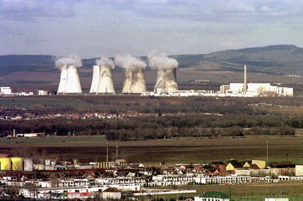 FILE - The nuclear power plant of Jaslovske Bohunice is pictured, in Bohunice, western Slovakia, March 22, 2000. Slovakia’s government approved a plan on Wednesday, May 15, 2024 to build another nuclear unit in a country that relies heavily on nuclear electricity generation. The new unit with out of 1,200 megawatts is to be build at the site of the Jaslovske Bohunice nuclear plant the dominant power company where the utility Slovenske Elektrarne currently operates two nuclear units. (AP Photo/TASR Slovakia/Stefan Puskas, File)