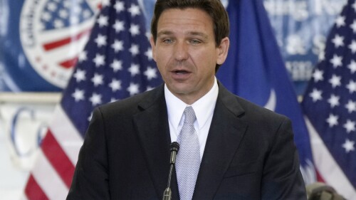 FILE - Republican presidential candidate Florida Gov. Ron DeSantis speaks at an event on July 18, 2023, in West Columbia, S.C. DeSantis is taking his presidential campaign to Utah, prioritizing a state where rival Donald Trump has struggled in the past.(AP Photo/Meg Kinnard, File)