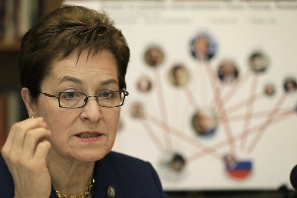 
              FILE - In this March 6, 2017 file photo, Rep. Marcy Kaptur, D-Ohio, speaks during a press conference in Cleveland. Kaptur told members of her caucus that revealing clothes worn by staffers and some members of Congress are an “invitation” for sexual harassment.  Kaptur’s remarks were first reported by Politico after a private Democratic caucus meeting on Wednesday, Dec. 13.  (AP Photo/Tony Dejak, File)
            