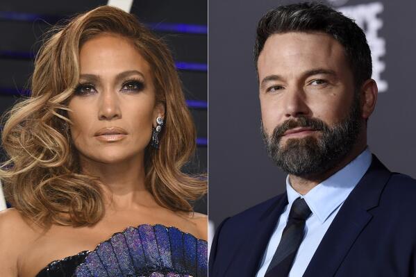 Jennifer Lopez arrives at the Vanity Fair Oscar Party in Beverly Hills, Calif., on Feb. 24, 2019, left, and Ben Affleck appears at the premiere of "Justice League" in Los Angeles on Nov. 13, 2017. The A-listers rekindled their romance 17 years after they broke up in 2004. (AP Photo)