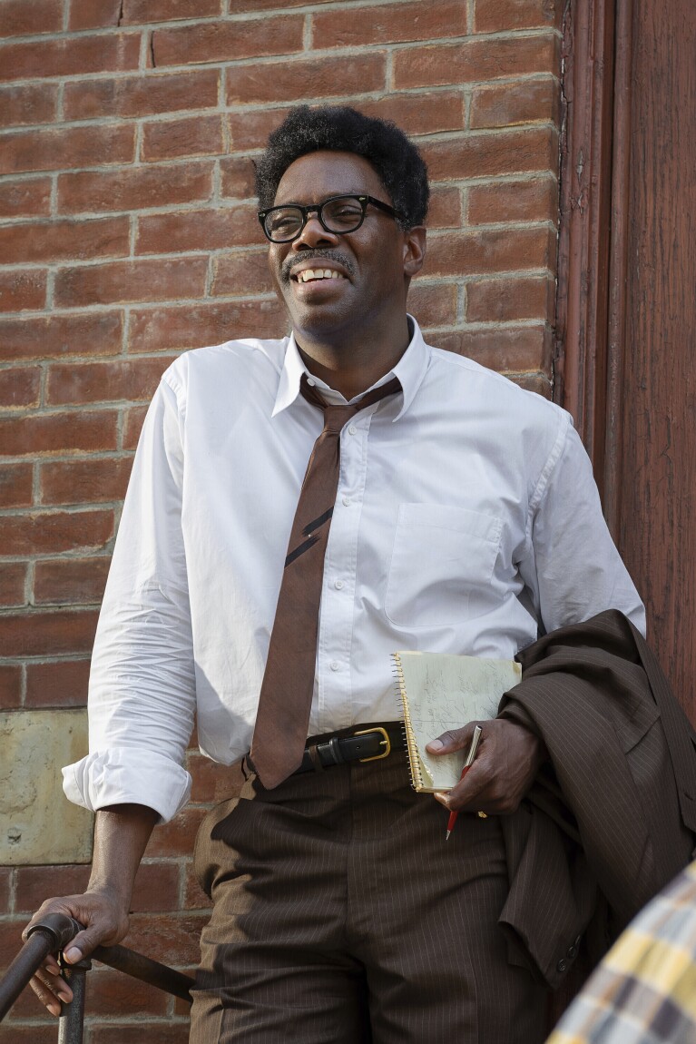 This image released by Netflix shows Colman Domingo as Bayard Rustin in a scene from "Rustin." (David Lee/Netflix via AP)